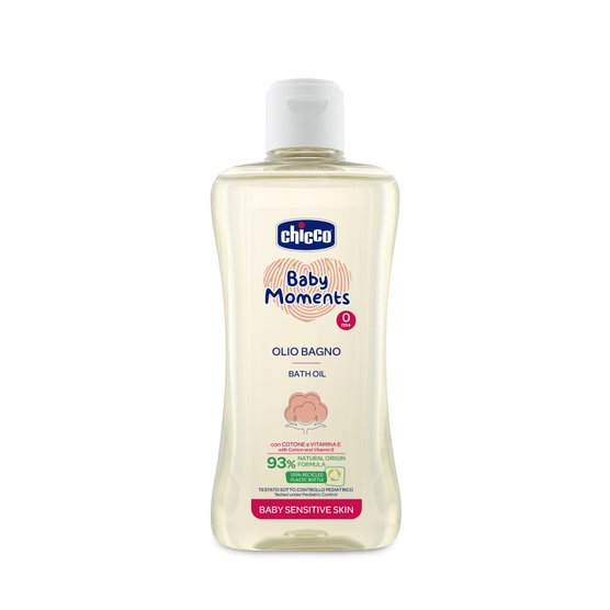 Chicco Baby Moments Bath Oil for Baby Sensitive Skin 200ml Age- Newborn & Above