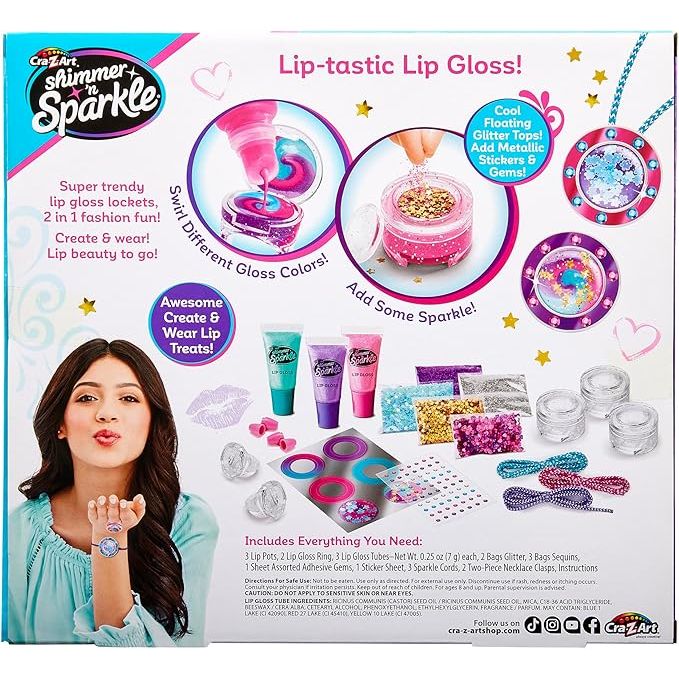 Shimmer 'n Sparkle Glitter & Gem Lip Gloss Lockets Age- 8 Years & Above