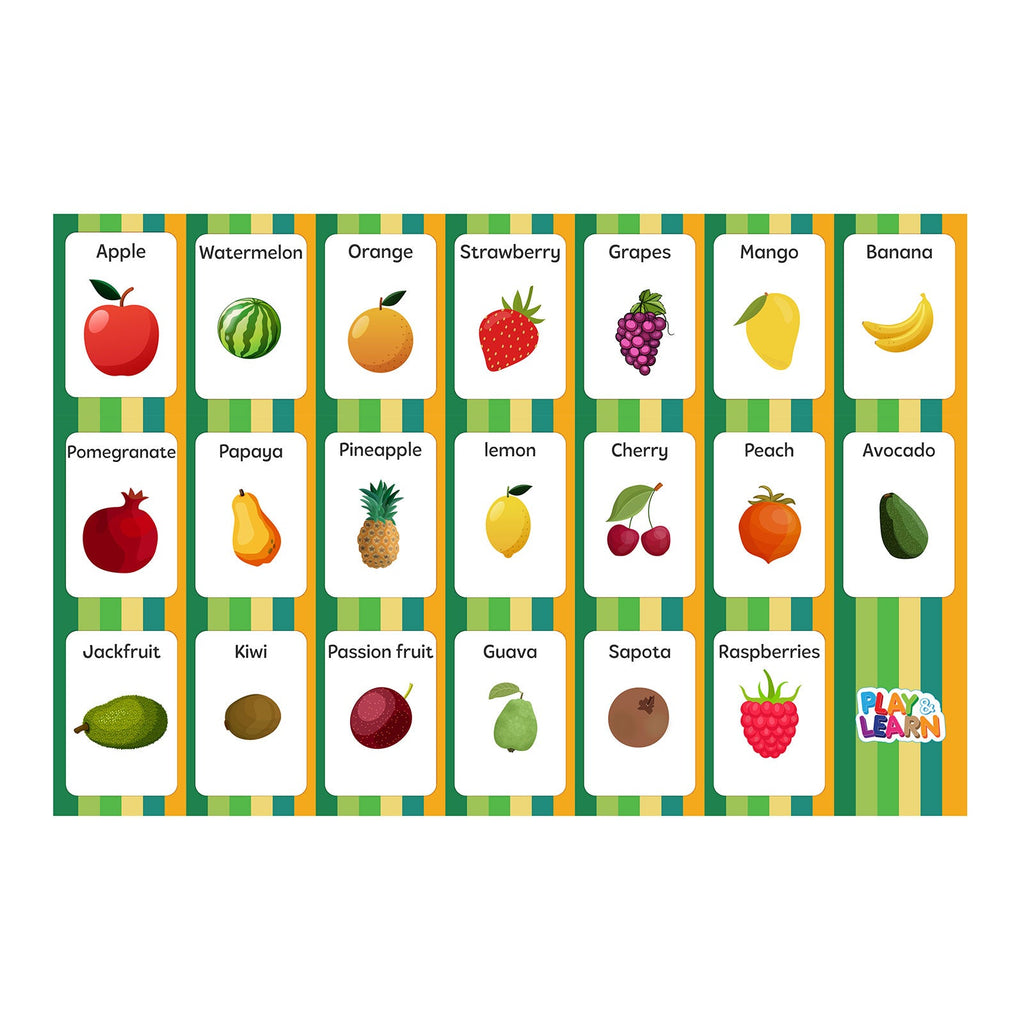 Funskool 2-in-1 Fruits & Vegetables Play & Learn Flash Cards Multicolor Age- 3 Years & Above