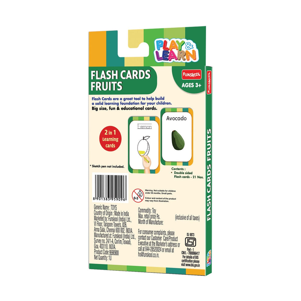 Funskool 2-in-1 Fruits & Vegetables Play & Learn Flash Cards Multicolor Age- 3 Years & Above