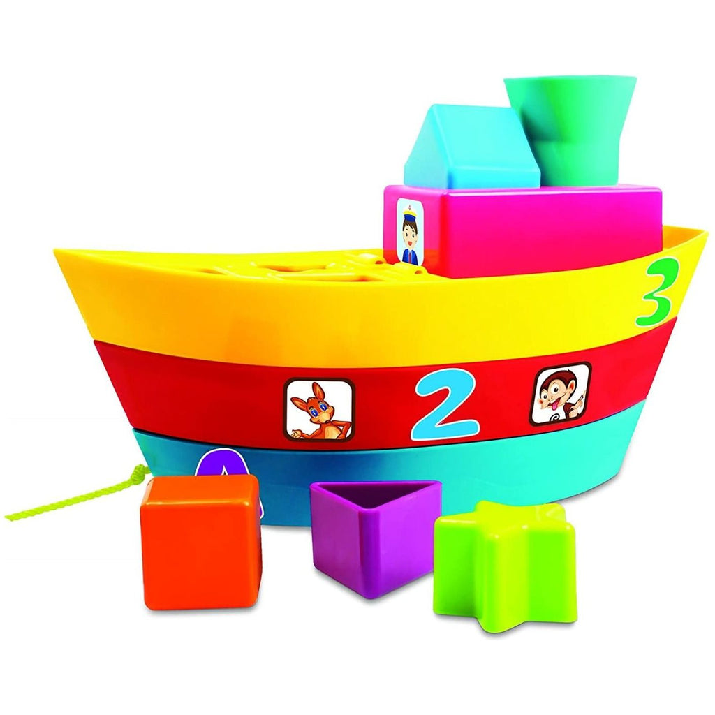 Funskool 4 in 1 Fun Stack, Sort & Push Boat Multicolor Age- 12 Months & Above