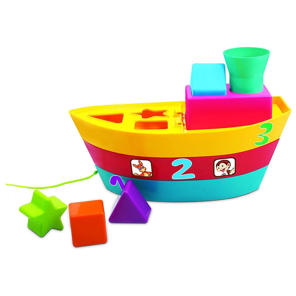 Funskool 4 in 1 Fun Stack, Sort & Push Boat Multicolor Age- 12 Months & Above