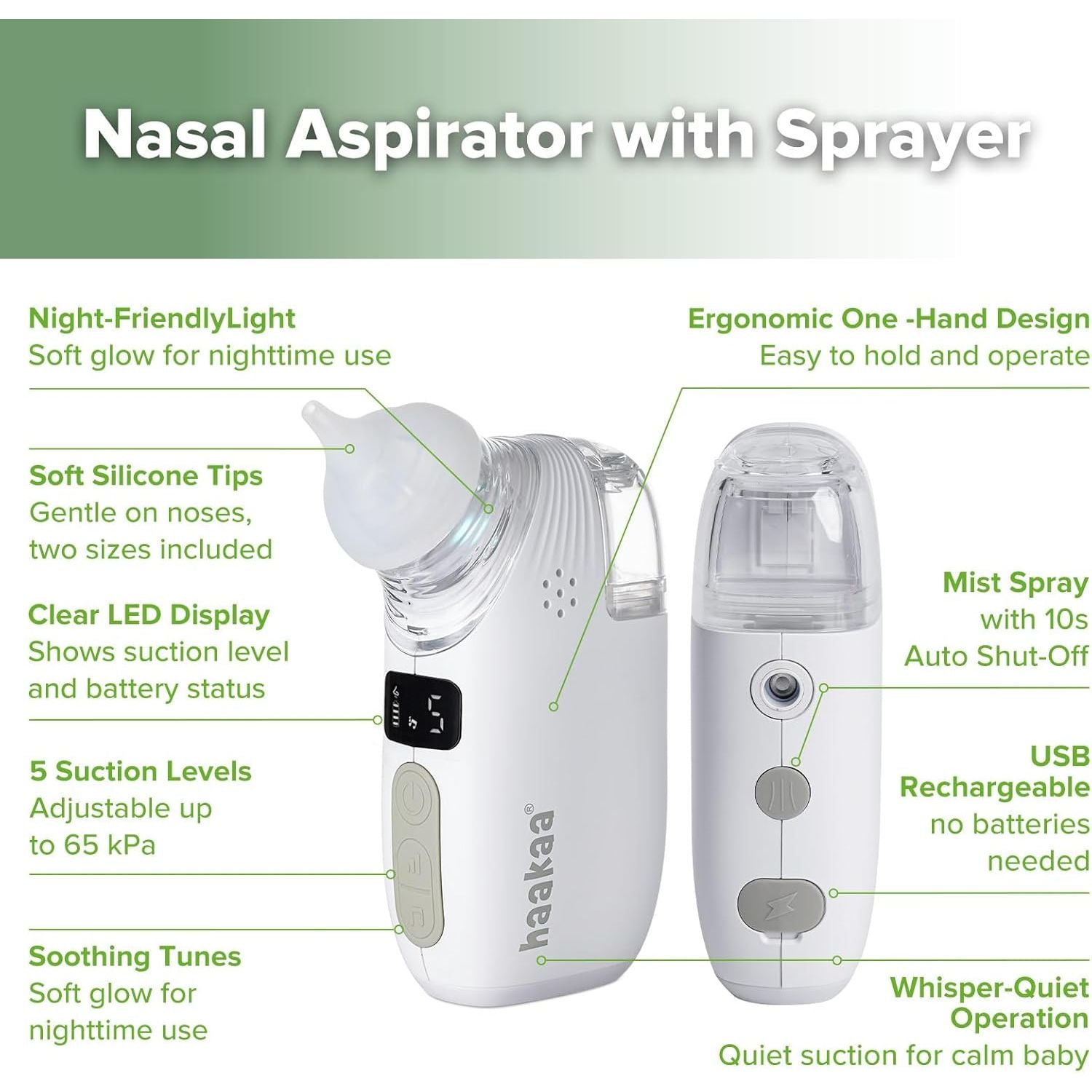 Haakaa 2-in-1 Nasal Aspirator with Sprayer Age- Newborn & Above