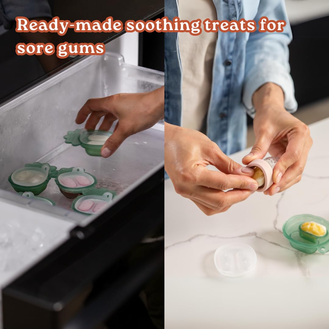 Haakaa Freeze-N-Feed Mini Combo with Silicone Food Feeder & Silicone Mini Nibble Feeder + Pea Green Tray Pea Green  Age- 3 Months & Above