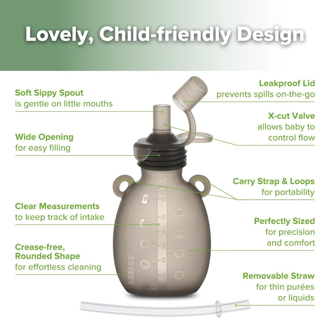 Haakaa  Happii Bear Silicone Milk Storage Bag - 260ml Pack of 1 Grey  Age- Newborn & Above