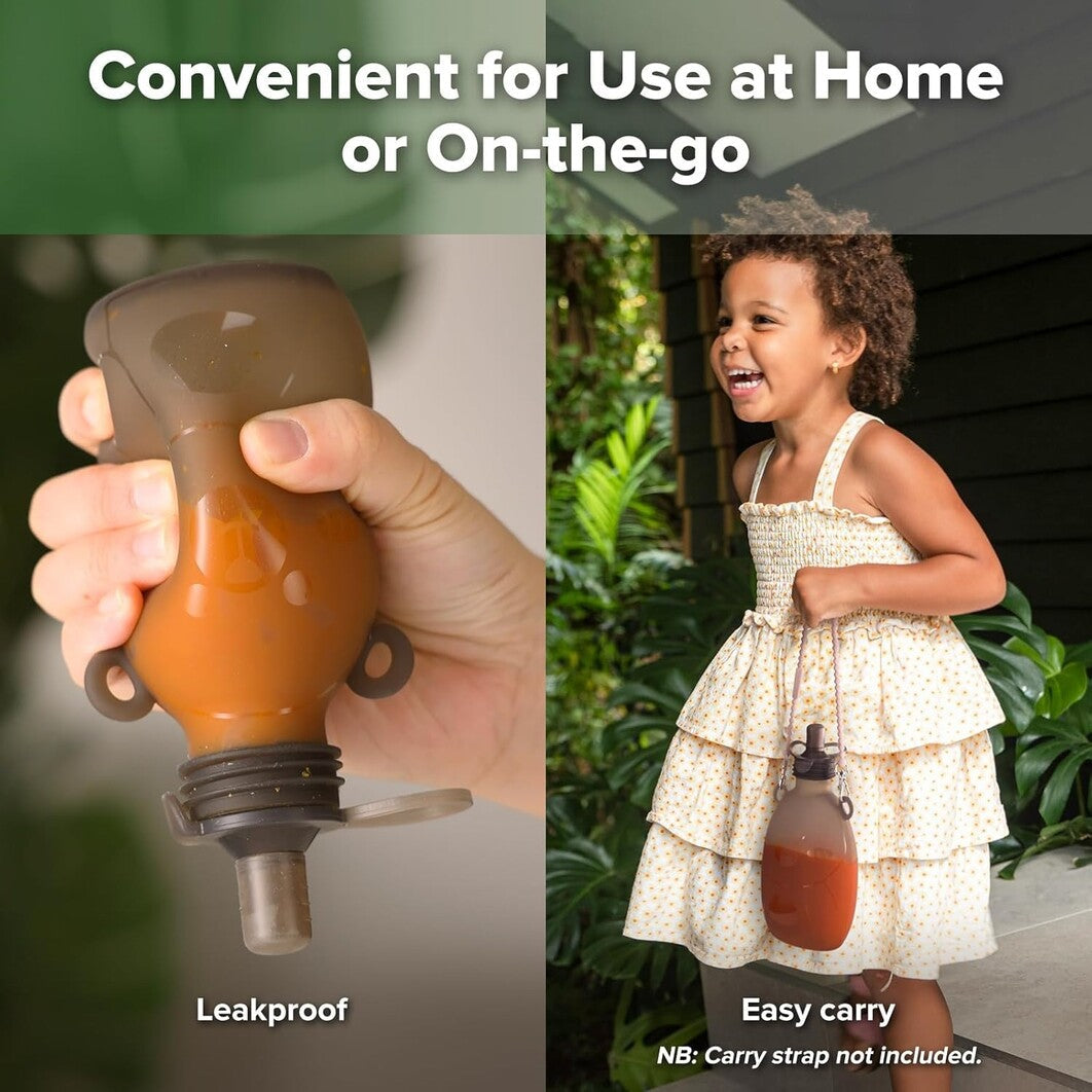 Haakaa Happii Bear Silicone Goody Pouch - 170ml Pack of 1 Grey  Age- Newborn & Above