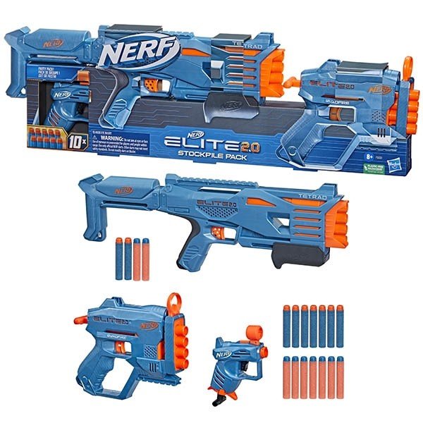 Hasbro Nerf Elite 2.0 Stockpile Blaster Gun Set Multicolor Age- 8 Years & Above