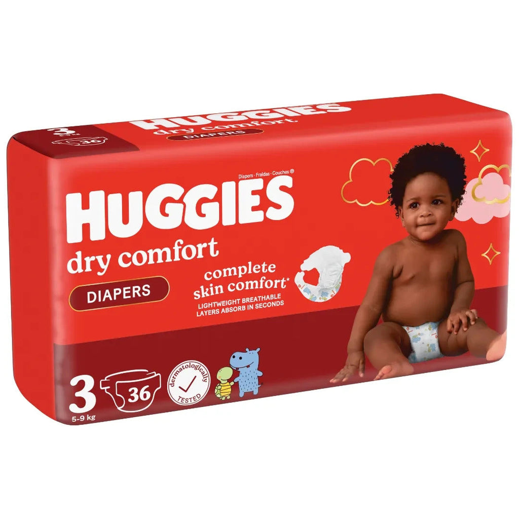 Huggies Dry Comfort Diapers, Size 3, 6-11 kg, 36 Pieces