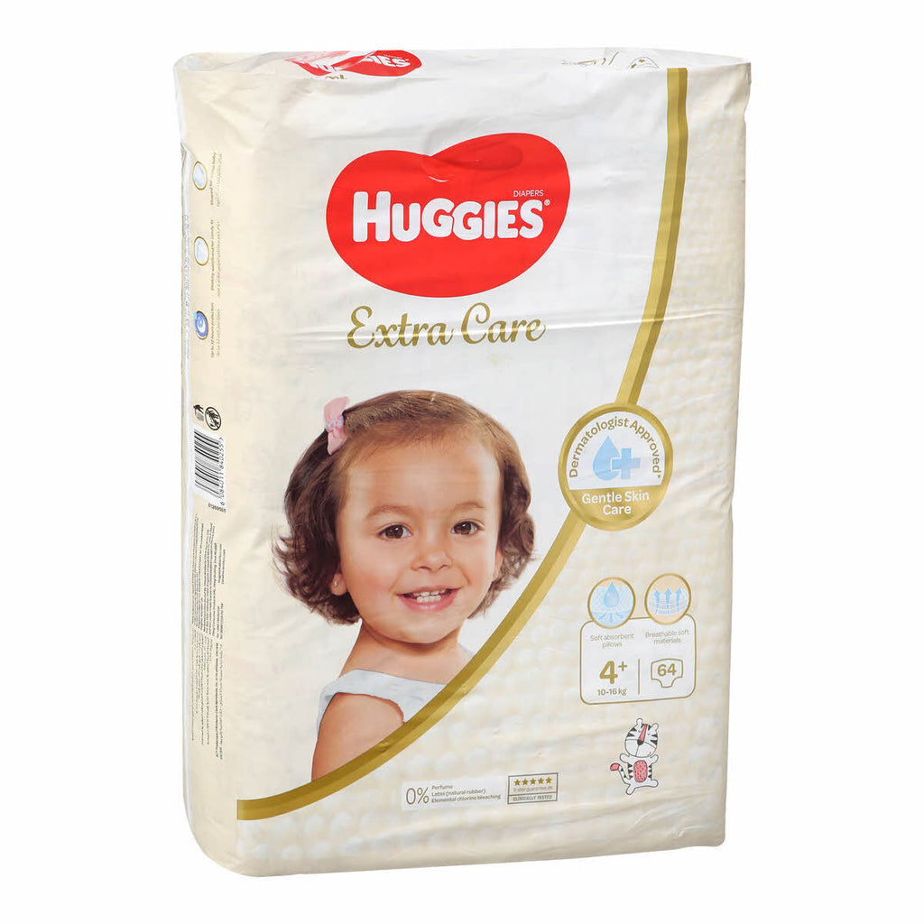 Huggies Extra Care, Size 4, 10-16 kg, Jumbo Pack, 64 Diapers
