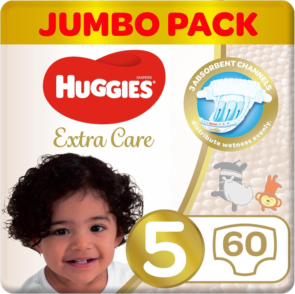 Huggies Extra Care, Size 5, 12 -22 kg, Jumbo Pack, 60 Diapers