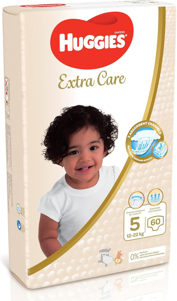Huggies Extra Care, Size 5, 12 -22 kg, Jumbo Pack, 60 Diapers