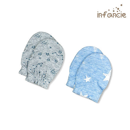 Infancie 2-in a pack Baby No-Scratch Mittens Blue/Grey IT2744