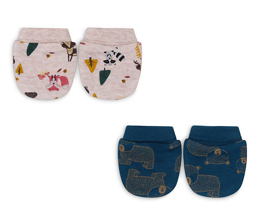 Infancie 2-in a pack Baby No-Scratch Mittens Blue/Pink IT4085