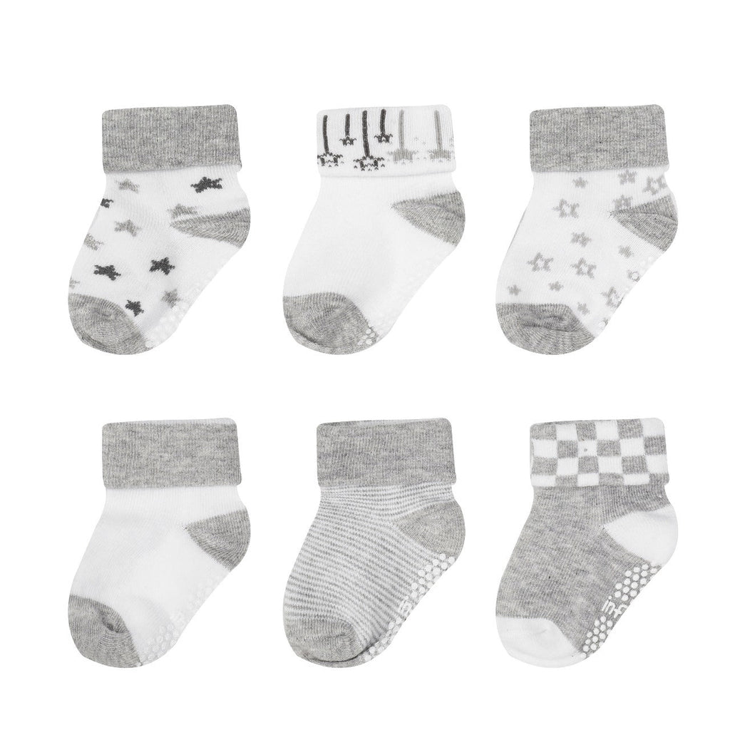 Infancie 6-Pack Non-Slip Grip Baby Cotton Socks (0-6 Months) Multicolor IT4952