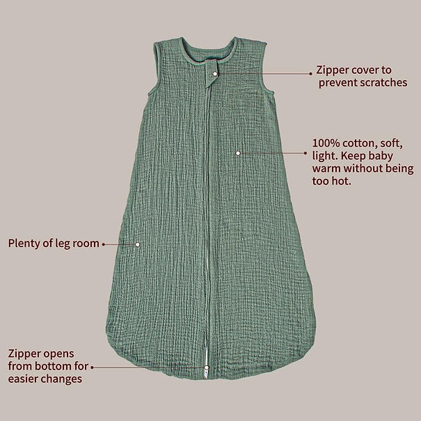 Infancie Baby Muslin Sleeping Bag Beige IT5363 Age- Newborn to 12 Months