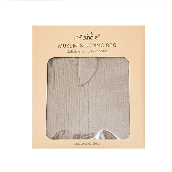 Infancie Baby Muslin Sleeping Bag Beige IT5363 Age- Newborn to 12 Months