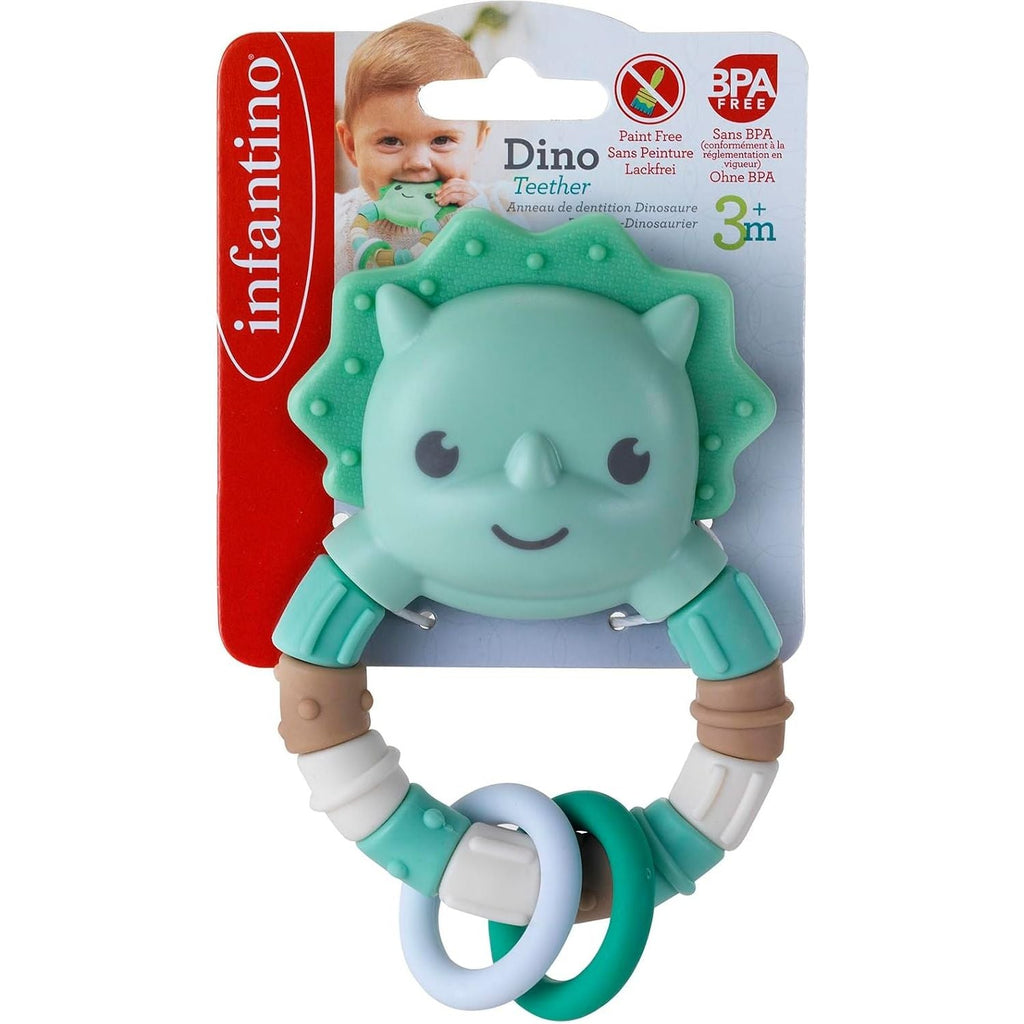 Infantino Baby Dino Teether Grey/Green Age- Newborn & Above
