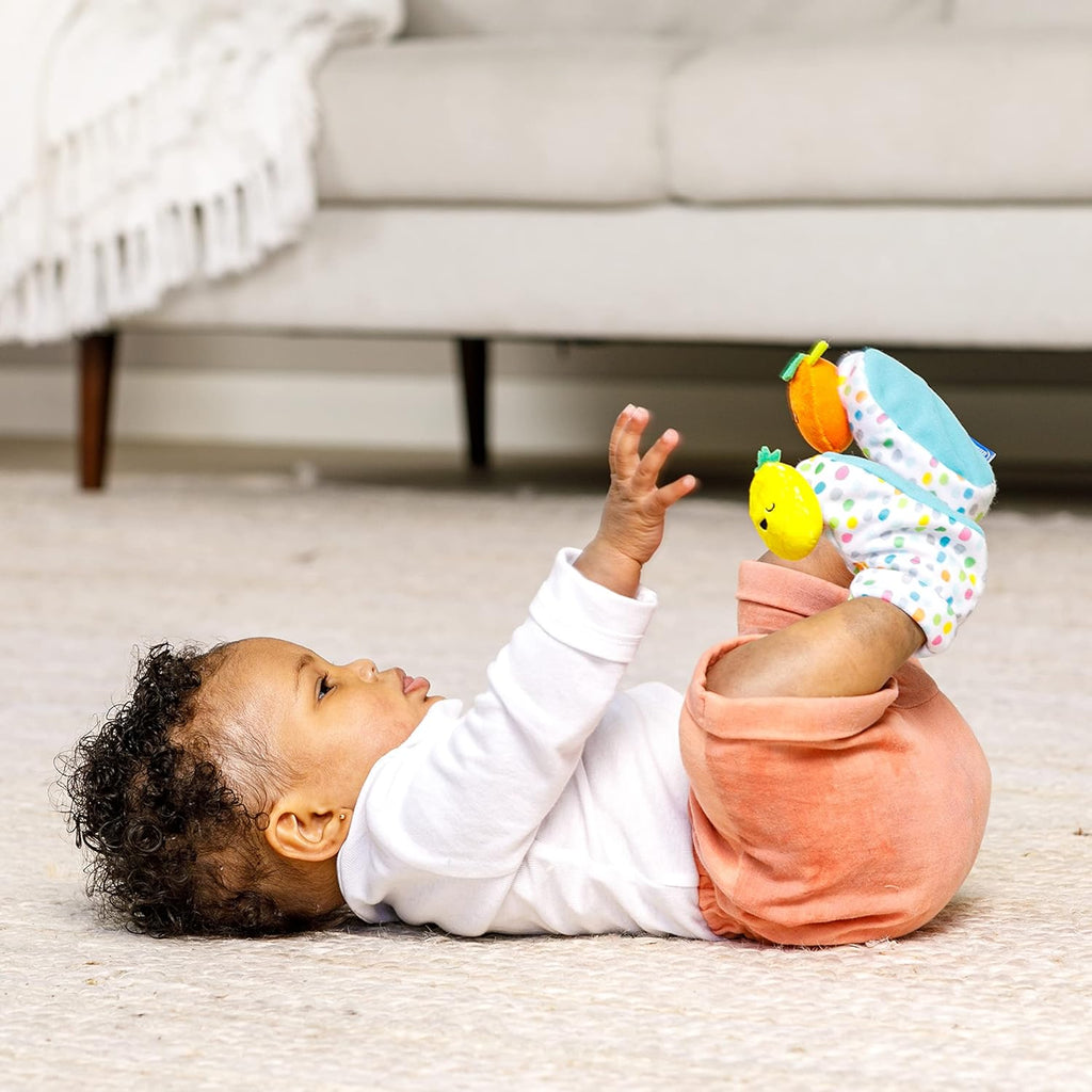 Infantino Baby's 1st Rattle Bundle Gift Set with Wrist Rattles, Foot Rattles, Spin & Teethe Gummy Rattle Multicolor   Age- Newborn & Above 
