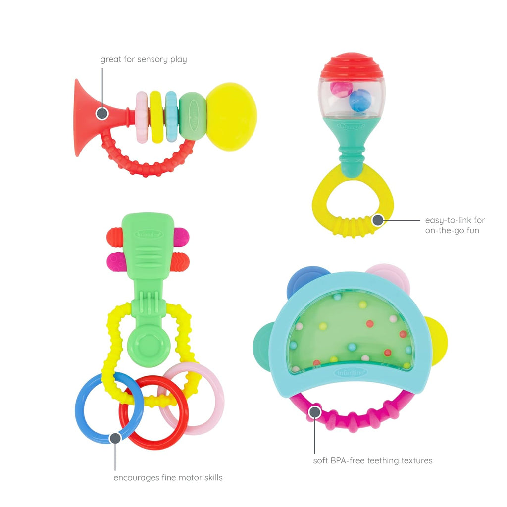 Infantino Baby's 1st Teether and Play Music Set of 4 Age- Newborn & Above
