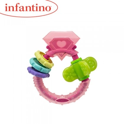 Infantino Chew & Play Ring Teether Pink Age- 3 Months & Above