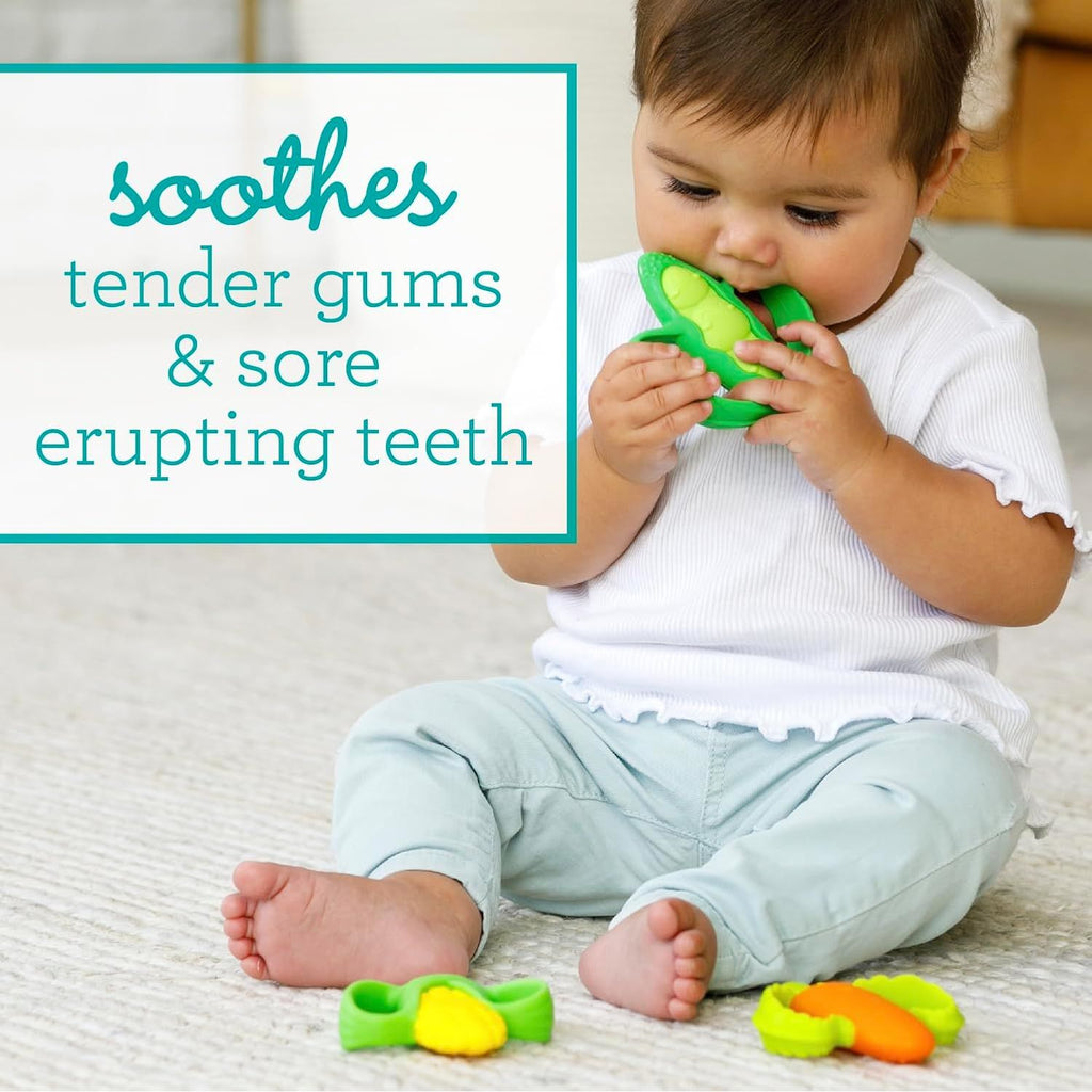Infantino Farmers Market Veggie Textured Silicone Teethers Gift Set of 3 Age- Newborn & Above