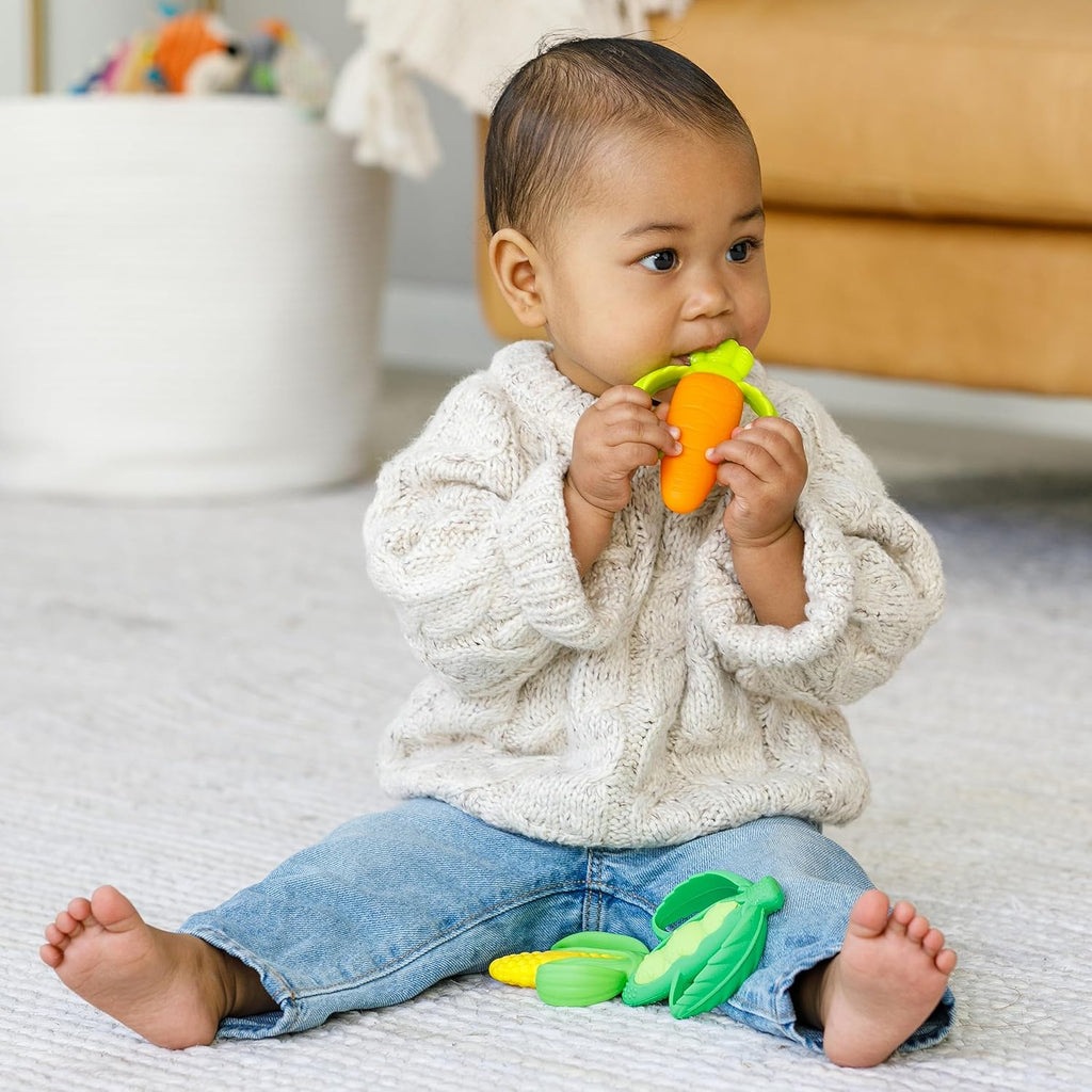 Infantino Farmers Market Veggie Textured Silicone Teethers Gift Set of 3 Age- Newborn & Above