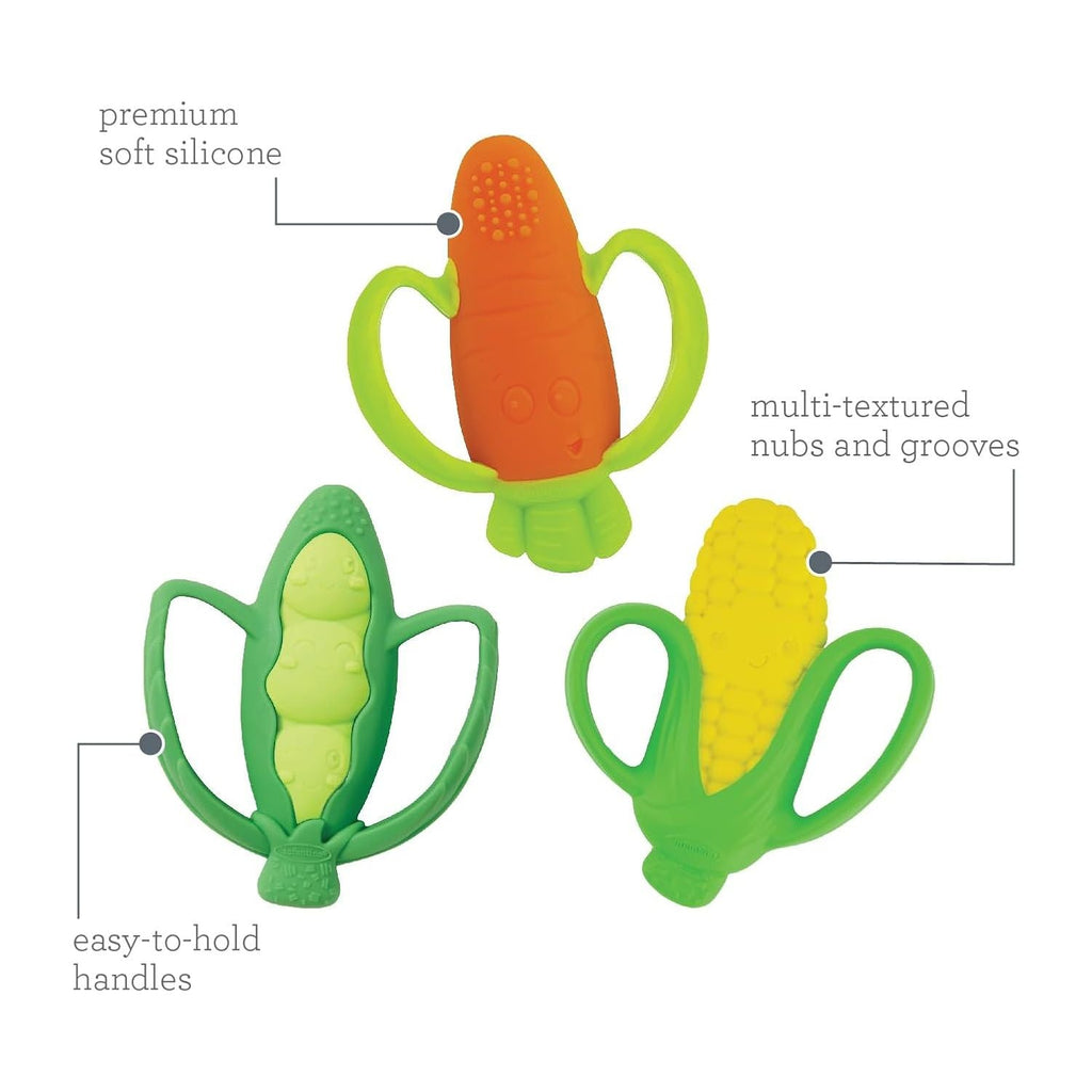 Infantino Farmers Market Veggie Textured Silicone Teethers Gift Set of 3 Age- Newborn & Above