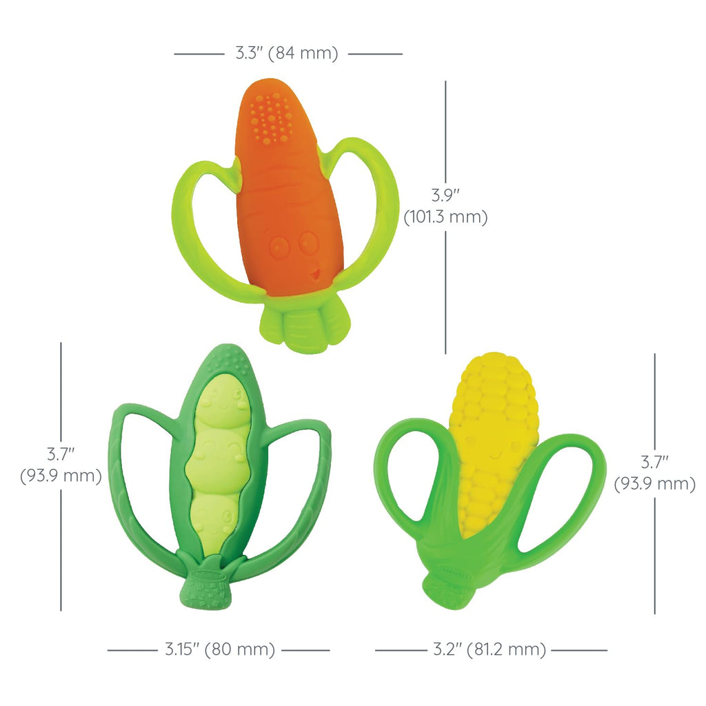 Infantino Farmers Market Veggie Textured Silicone Teethers Gift Set of 3 Age- Newborn & Above