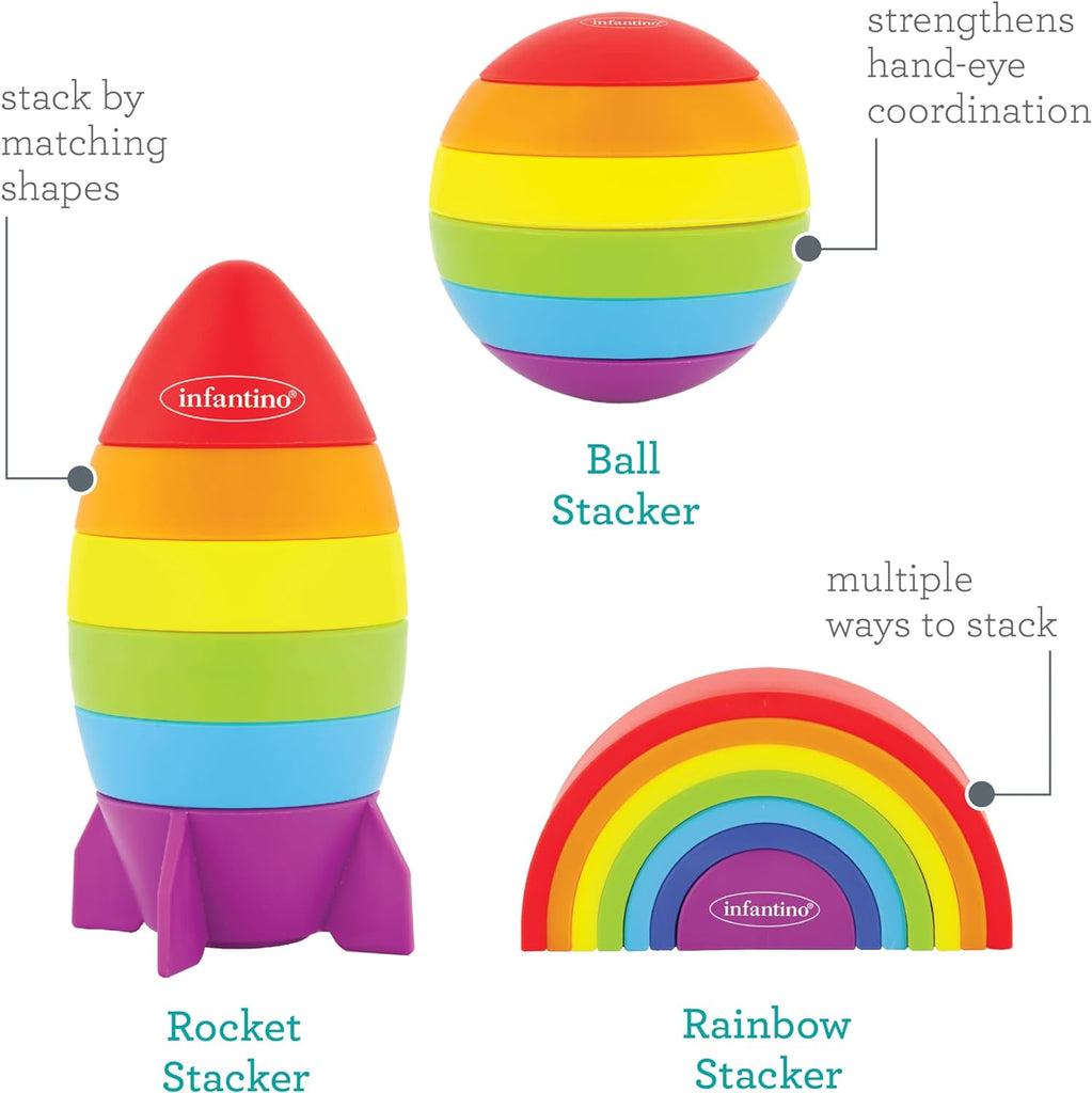 Infantino Imagination Stackers Playsetâ„¢â€‹ Stacker Set of 19 Multicolor Age- 12 Months & Above
