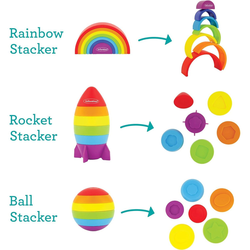 Infantino Imagination Stackers Playsetâ„¢â€‹ Stacker Set of 19 Multicolor Age- 12 Months & Above