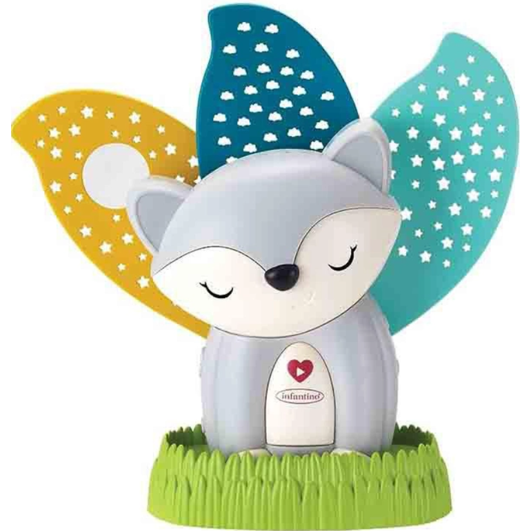Infantino Little Fox with Movable Tail Musical Soother & Night Light Projector Grey Age- Newborn & Above