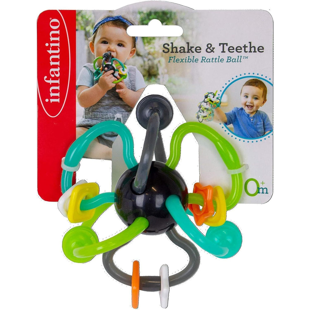 Infantino Shake & Teethe Flexible Rattle Ball Multicolor Age- 3 Months & Above 