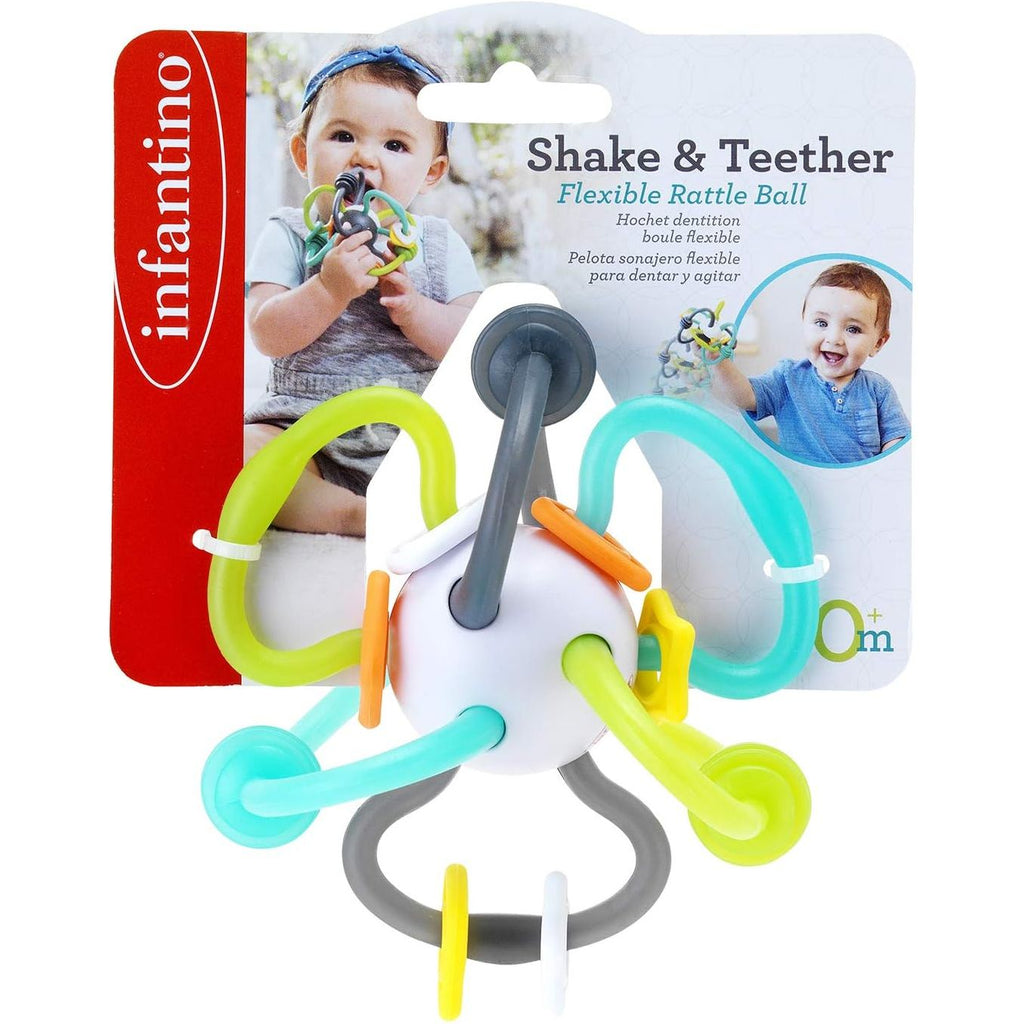 Infantino Shake & Teethe Flexible Rattle Ball Multicolor Age- 3 Months & Above 