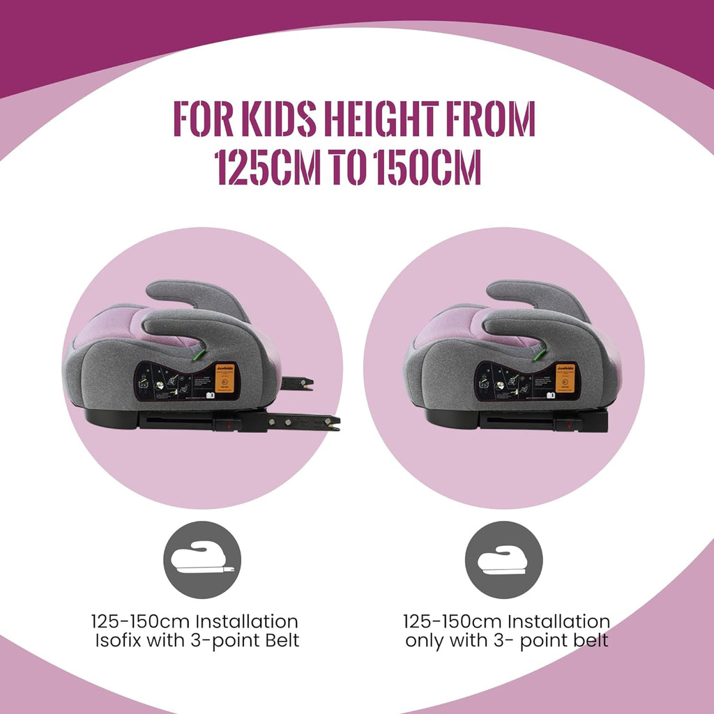 Jovikids I-Size Booster Seat with ISOFIX 125-150 cm Group 3 (WD020) Black Age- 6 Years to 12 Years