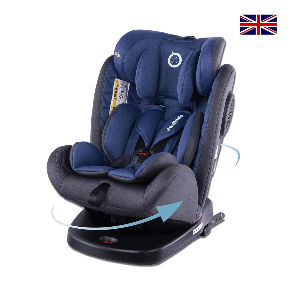 Jovikids Isofix with Top Tether 360 Degree Swivel Car Seat, Group 0/1/2/3 (WD002) Blue Age- Newborn to 12 Years