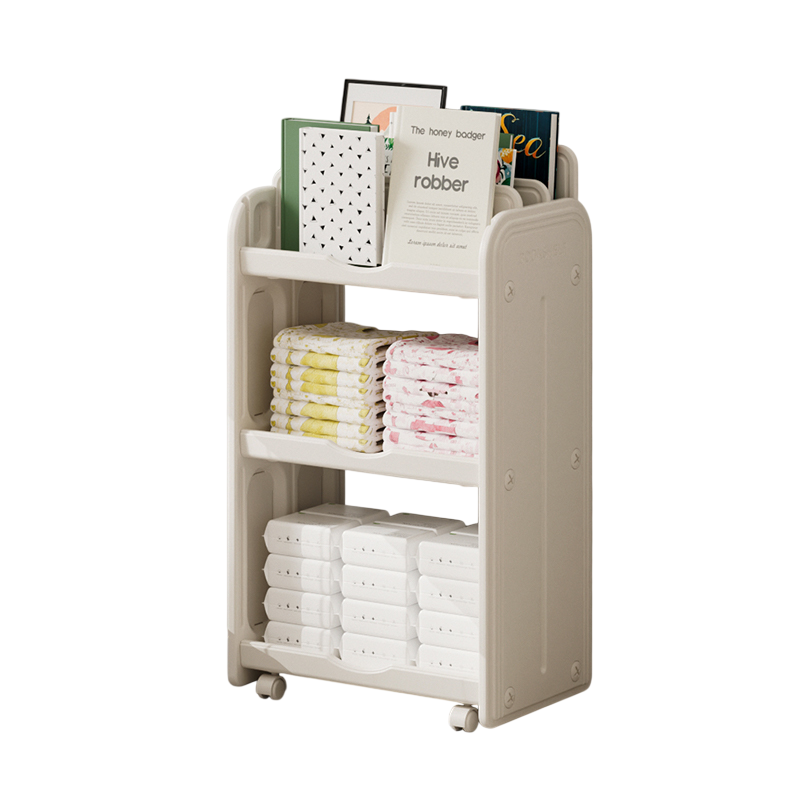 Kids 3-Tier Toy & Book Storage Organizer with 2 Pull-Out Bins â€“ Childrenâ€™s Toy Shelf & Storage Rack for Playroom, Bedroom & Nursery Age- Newborn & Abobve