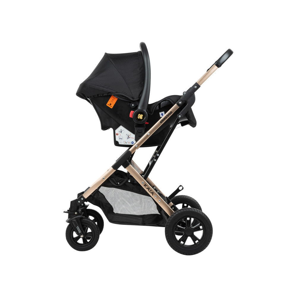 Kikkaboo Kaia 3-In-1 Travel System with Pushchair Stoller with Transferable Seat Black Age-Newborn & Above (Holds upto 22 Kg)