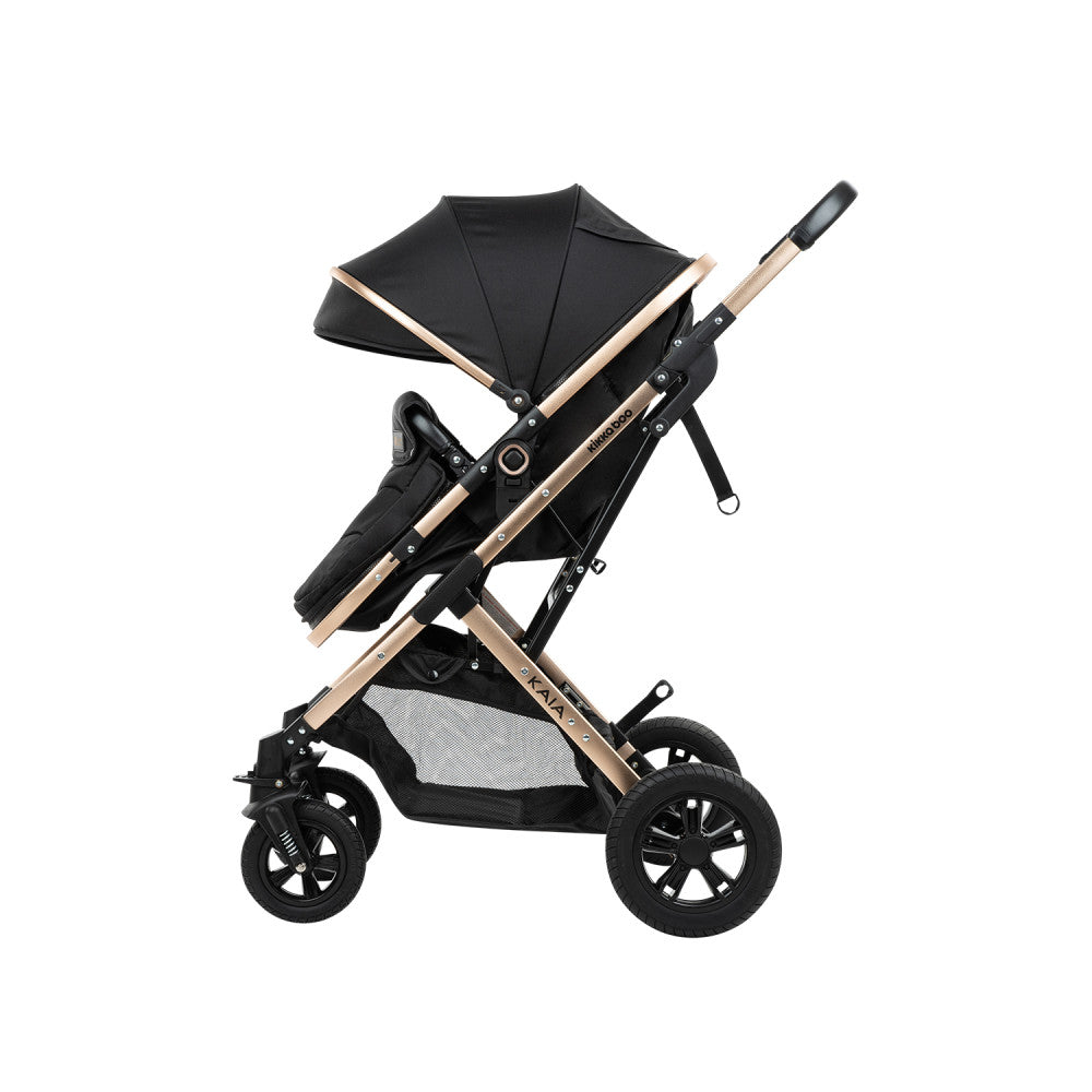 Kikkaboo Kaia 3-In-1 Travel System with Pushchair Stoller with Transferable Seat Black Age-Newborn & Above (Holds upto 22 Kg)