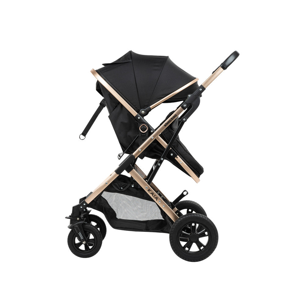 Kikkaboo Kaia 3-In-1 Travel System with Pushchair Stoller with Transferable Seat Black Age-Newborn & Above (Holds upto 22 Kg)