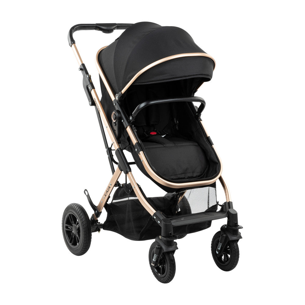 Kikkaboo Kaia 3-In-1 Travel System with Pushchair Stoller with Transferable Seat Black Age-Newborn & Above (Holds upto 22 Kg)