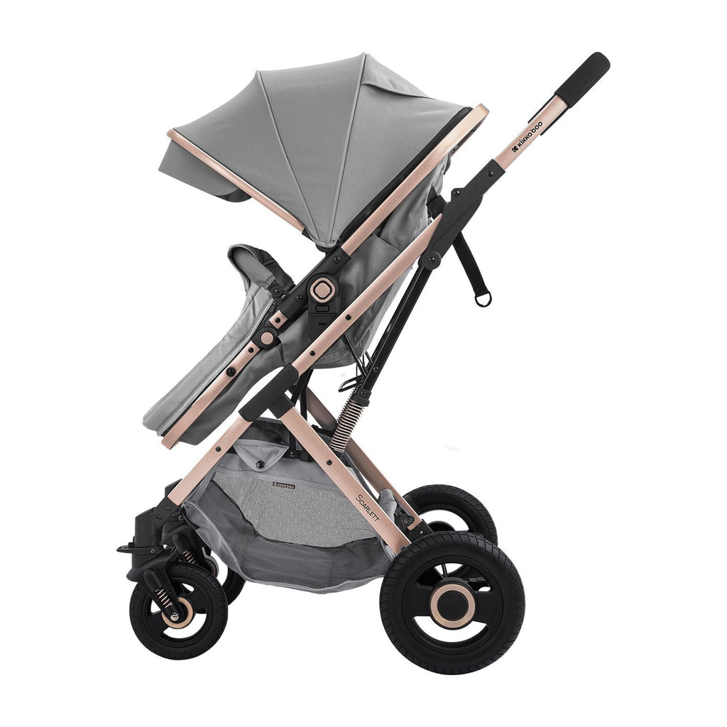 Kikkaboo Scarlett 2-In-1 Travel System Stoller with Transferable Seat Light Grey Age-Newborn & Above (Holds upto 15 Kg)