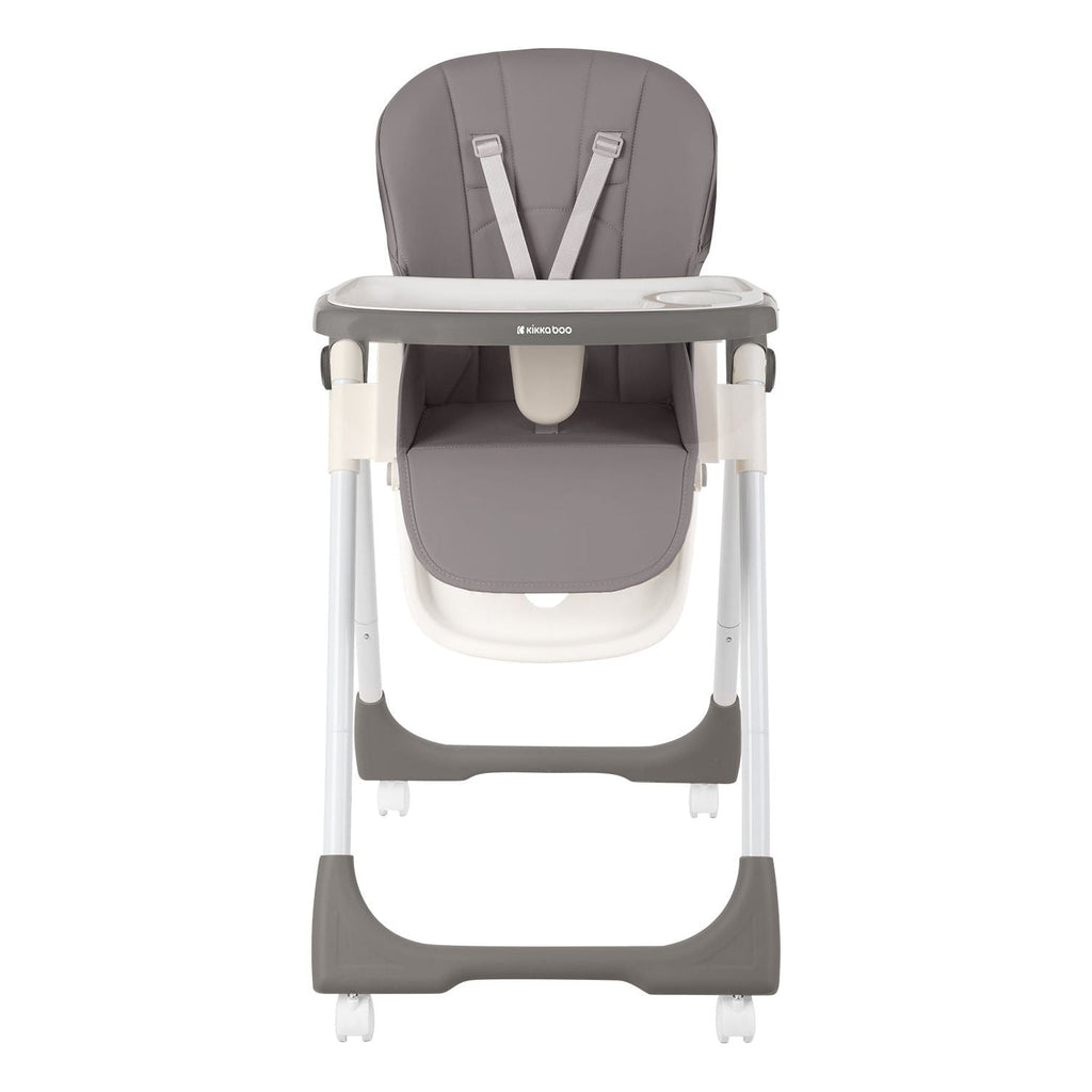 Kikkaboo Spicy Folding Dining Chair with Metal Frame & Leather Seat Grey Age-6 Months & Above