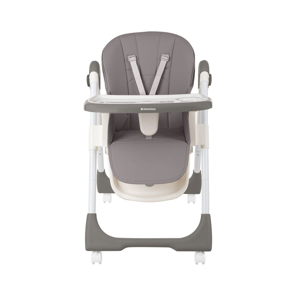 Kikkaboo Spicy Folding Dining Chair with Metal Frame & Leather Seat Grey Age-6 Months & Above