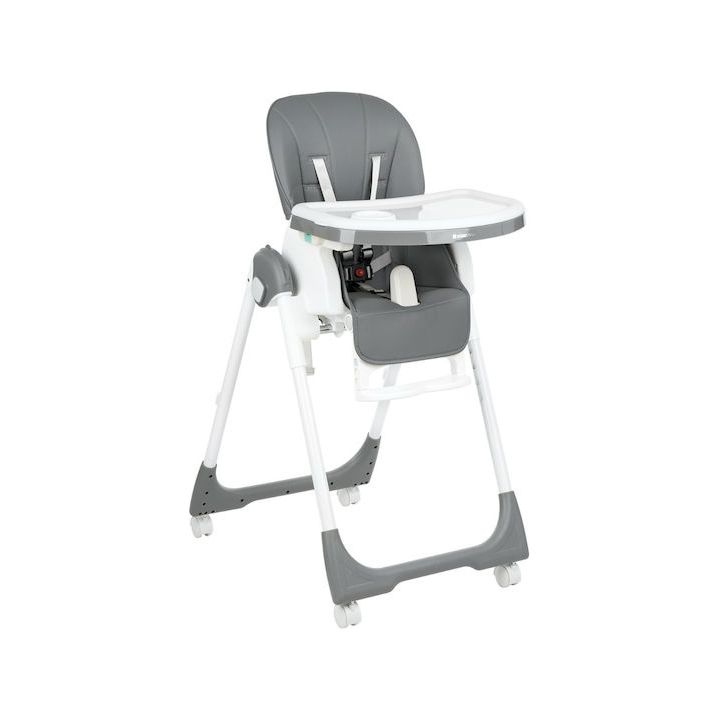 Kikkaboo Spicy Folding Dining Chair with Metal Frame & Leather Seat Grey Age-6 Months & Above