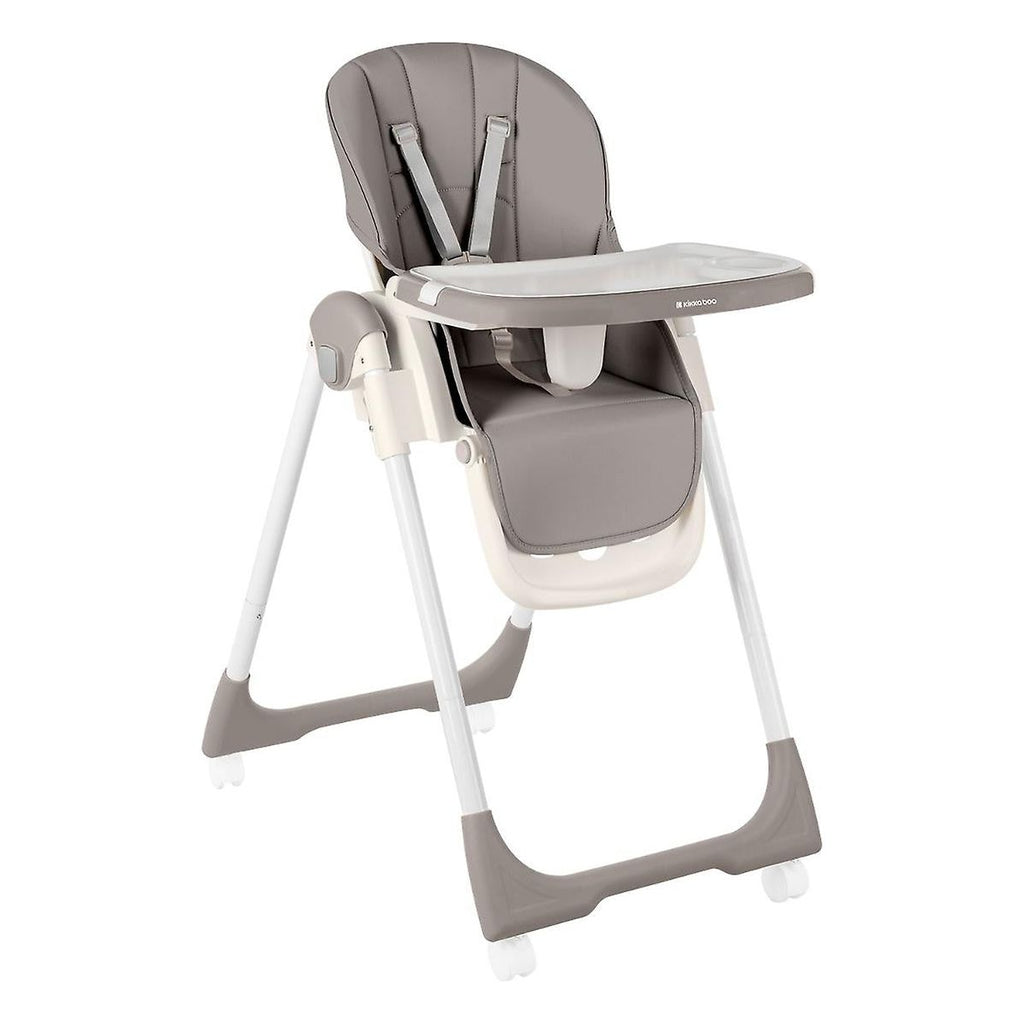 Kikkaboo Spicy Folding Dining Chair with Metal Frame & Leather Seat Light Grey Age-6 Months & Above