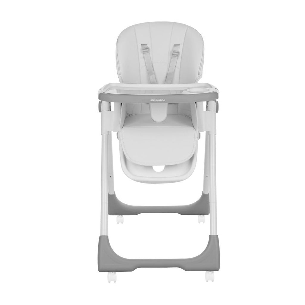 Kikkaboo Spicy Folding Dining Chair with Metal Frame & Leather Seat Light Grey Age-6 Months & Above
