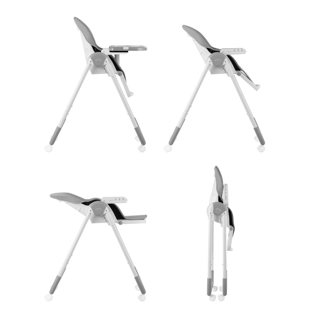 Kikkaboo Spicy Folding Dining Chair with Metal Frame & Leather Seat Light Grey Age-6 Months & Above