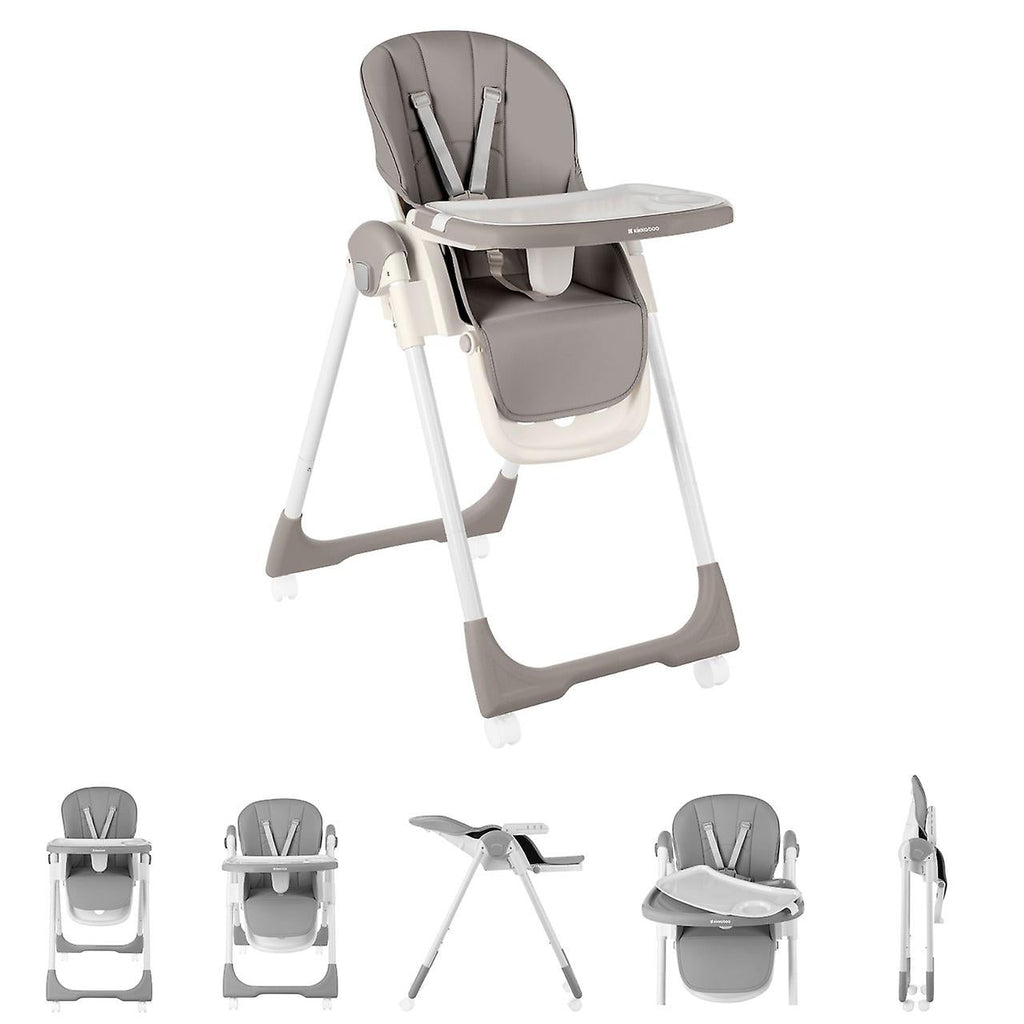 Kikkaboo Spicy Folding Dining Chair with Metal Frame & Leather Seat Light Grey Age-6 Months & Above