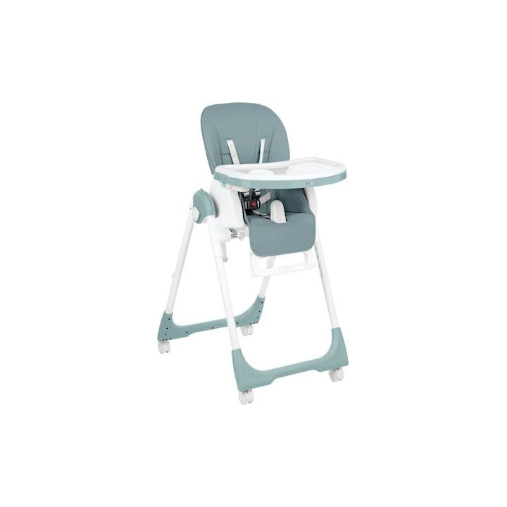 Kikkaboo Spicy Folding Dining Chair with Metal Frame & Leather Seat Mint Age-6 Months & Above