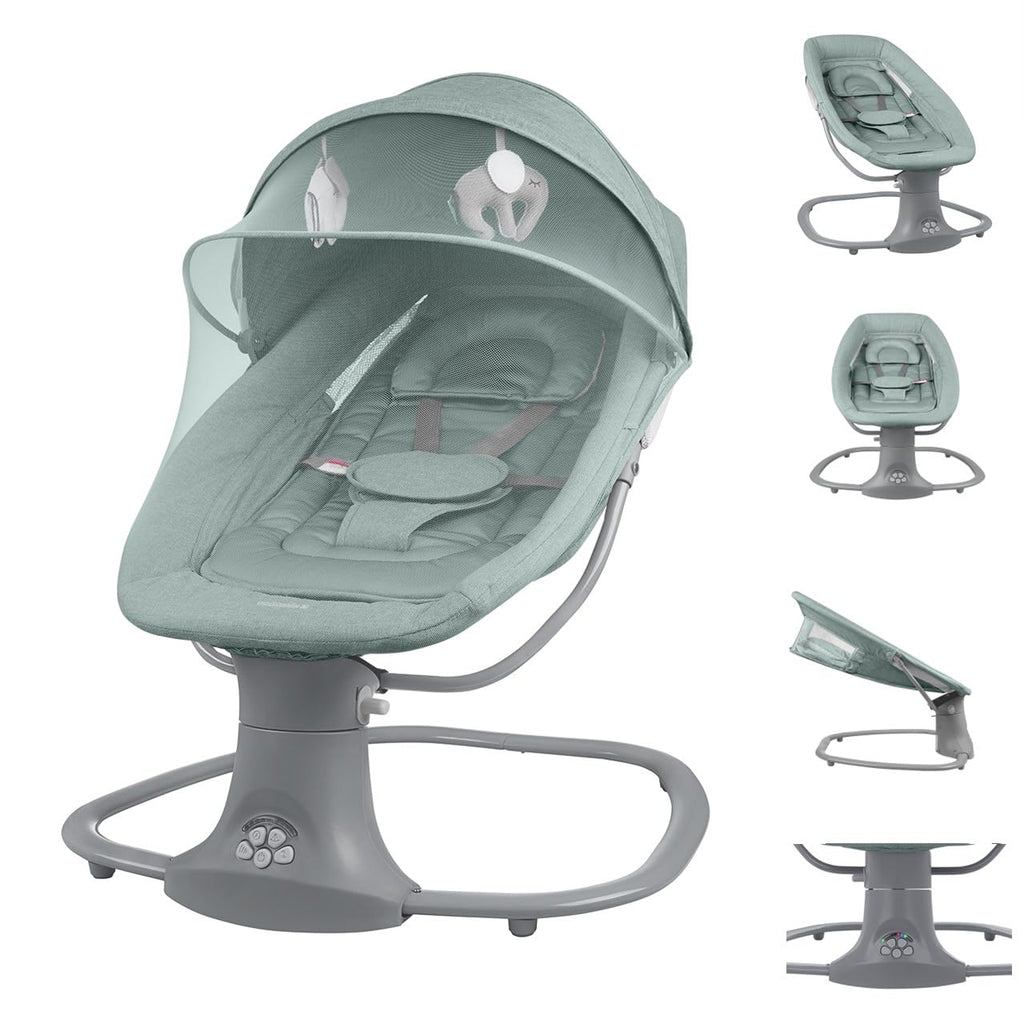 Kikkaboo Winks 2-in-1 Electrical Side-To-Side Baby Swing with Mosquito Net & Plush Toys Mint Age-Newborn & Above (Holds upto 9 Kg)